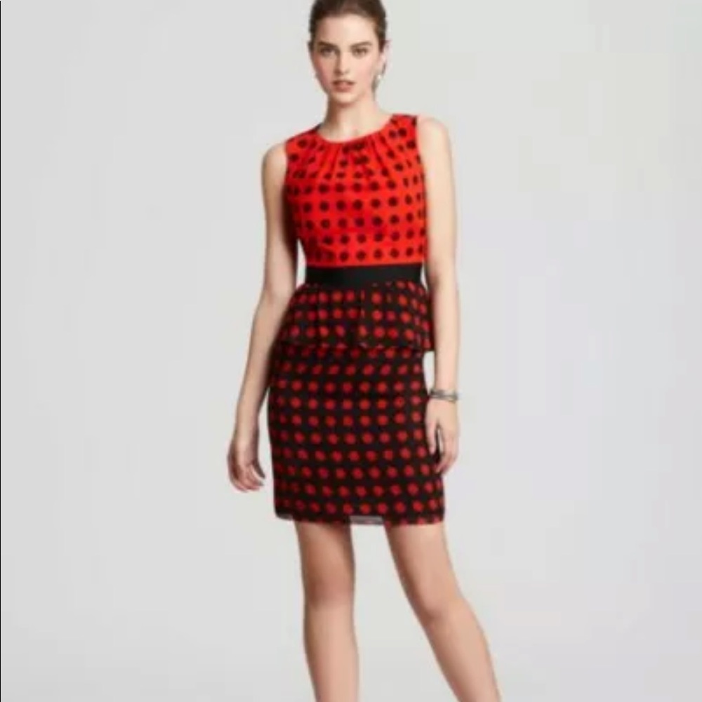 NWT Trina Turk Size 10 Silk Peplum Sheath Dress